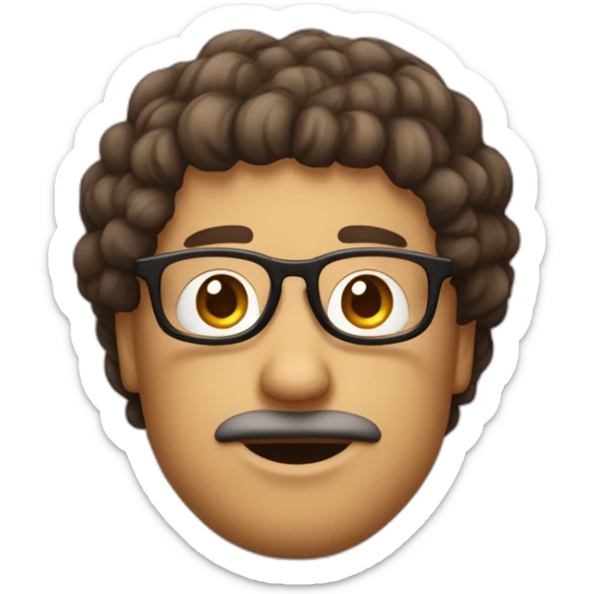 homme avec des cheveux bruns bouclés et des lunettes rondes et des yeux marrons sticker