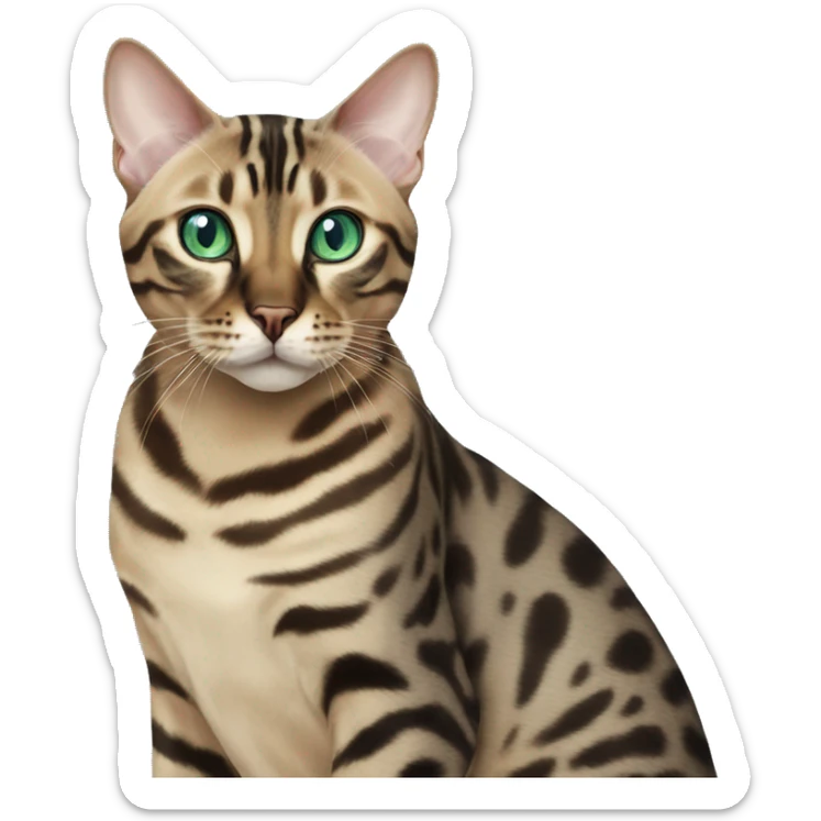 Seal Bengal cat with Blue eyes with a charcoal Sepia bengal cat with Green eyes sitting  sticker