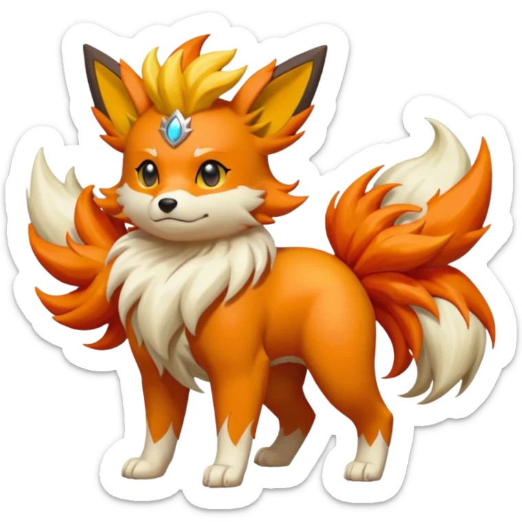 Flareon-Growlithe-Solgaleo-fusion-hybrid, full body sticker