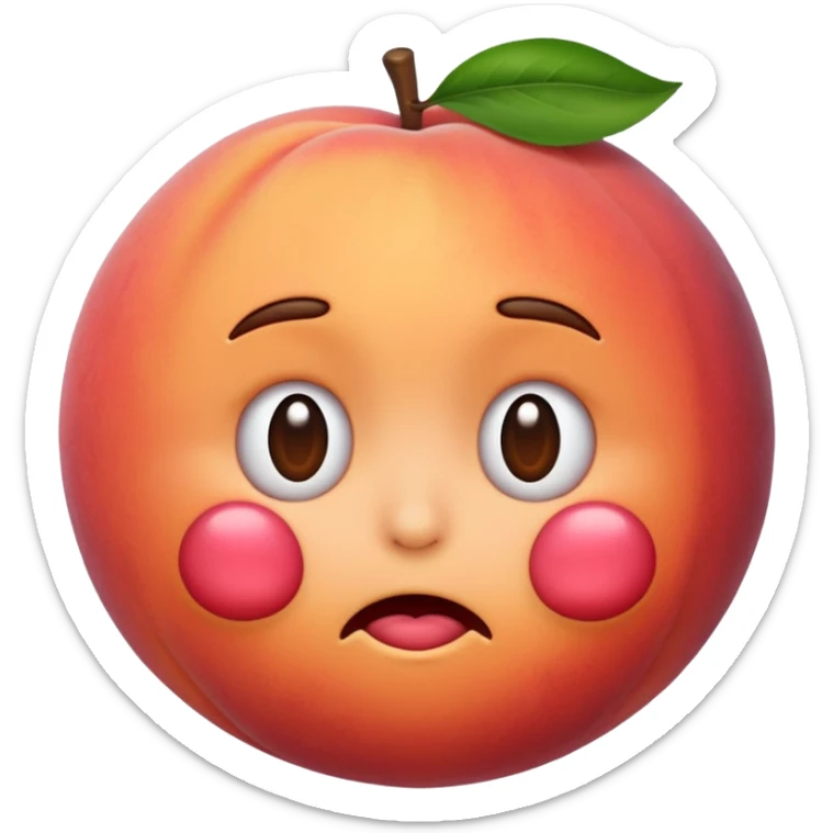 peach emoji with the facial expression and trembling lines of the shaking face emoji, as if the peach itself is shaking sticker