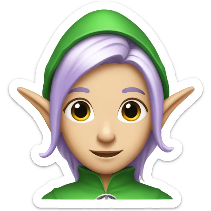 Elf with Elf ears and platinum hair and green eyes with purple robes sticker