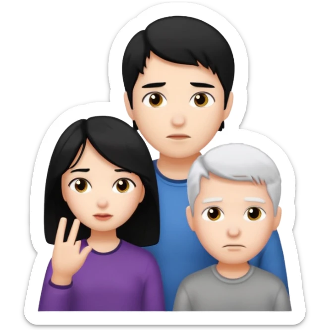 girl black hair ignore boy white hair sticker