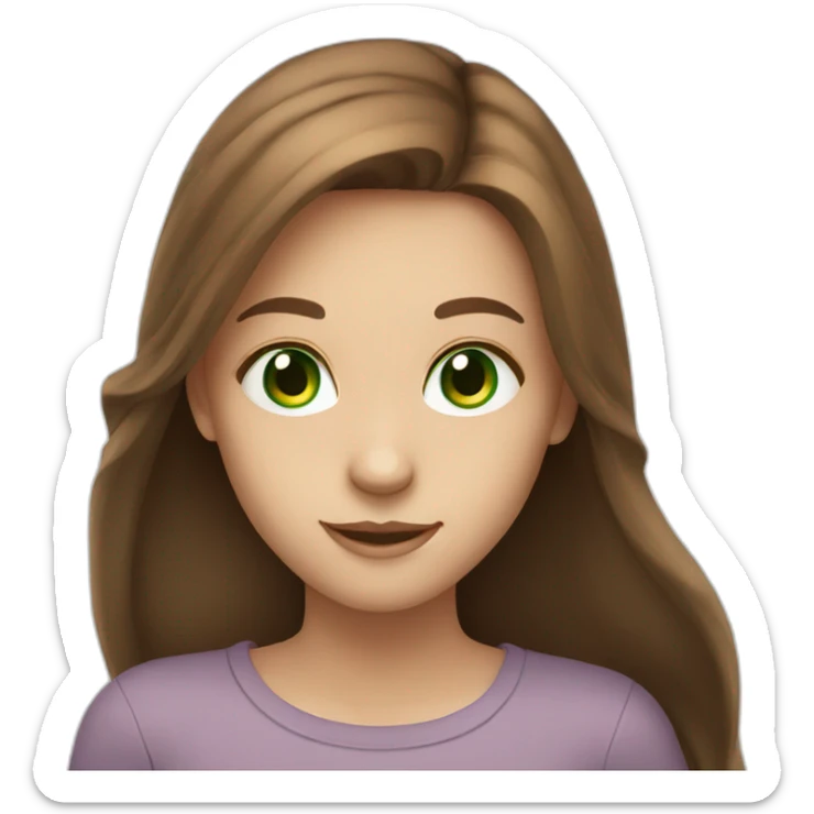 girl smiling with green eyes and long brown hair sticker