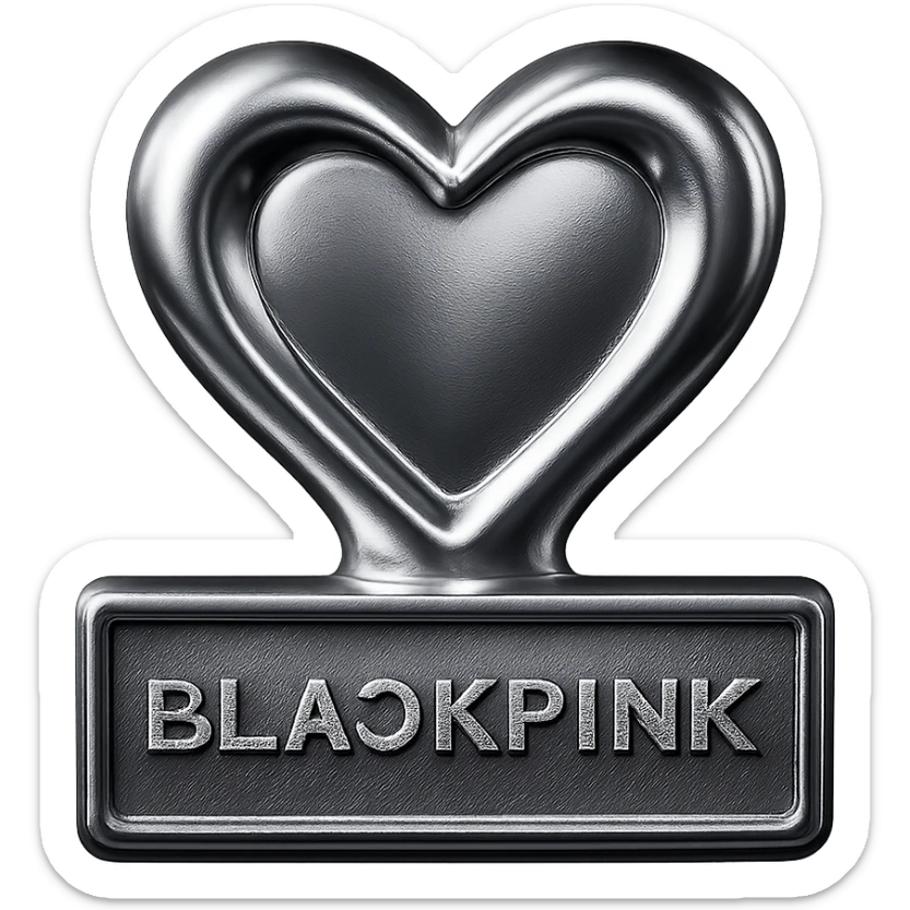 BLACKPINK-inspired object, black and pink colors, shiny and futuristic metallic look sticker