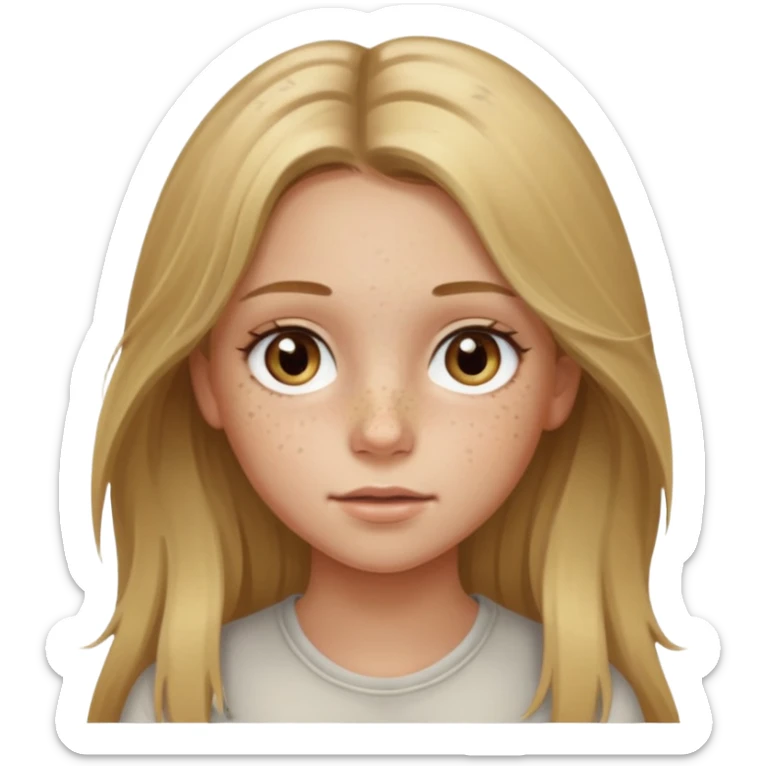 A young girl with long dirty blonde hair and hazel eyes sticker