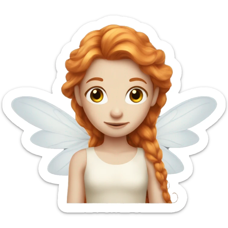 a white skin fairy, long ginger hair and wings sticker
