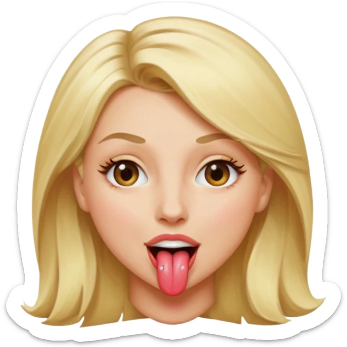 Female, long blonde hair, hazel eyes, winking and poking out tongue  sticker