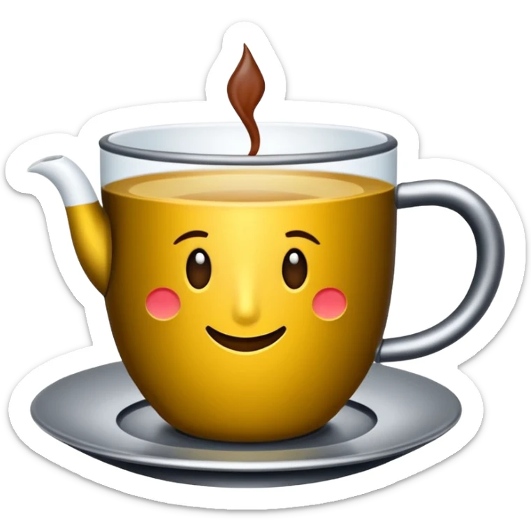 İnce belli kum saati şeklinde bir bardakta tavşan kanı renginde çay içinde de demir bir çay kaşığı  sticker