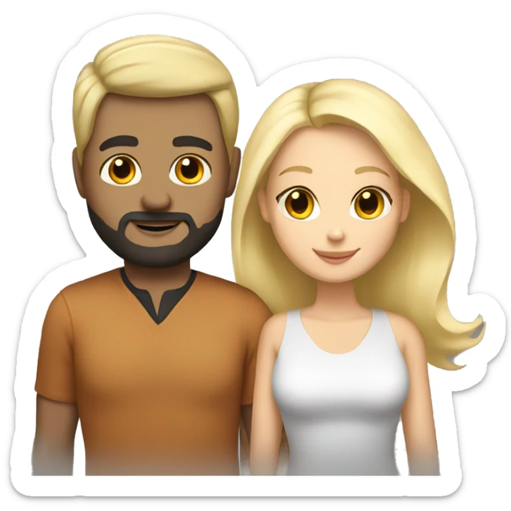 White man black hair, Caucasian woman blonde hair, couple sticker