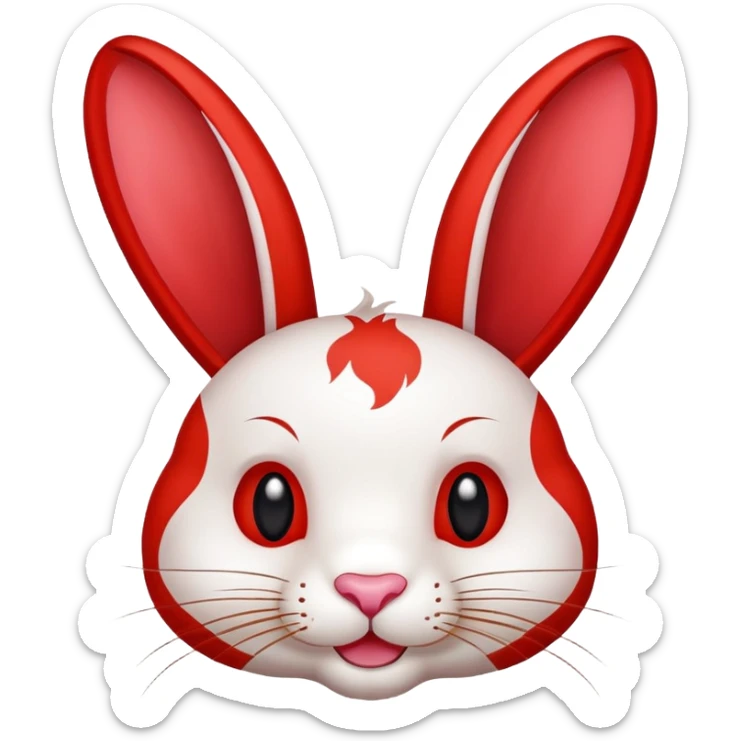Sichuan rabbit head with spices and red color, simplified emoji style with bold outlines and bright colors, cartoon style Chengdu specialty Tou Tou sticker