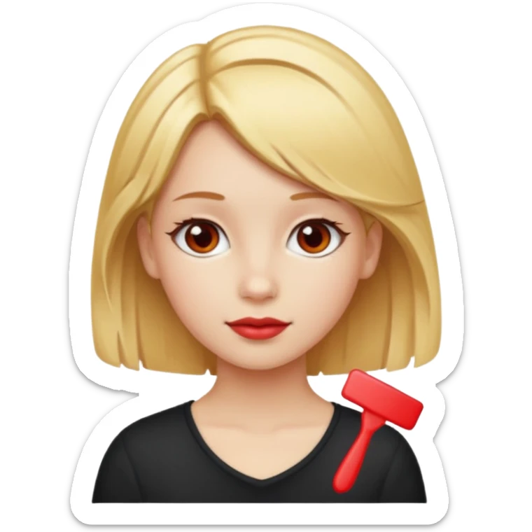  girl with blonde hair and red color hairclip sticker