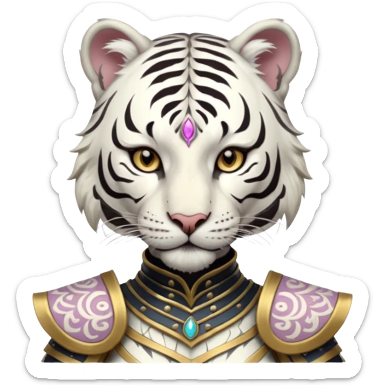 ESO Female white tiger khajiit leader of the umbral rose  sticker