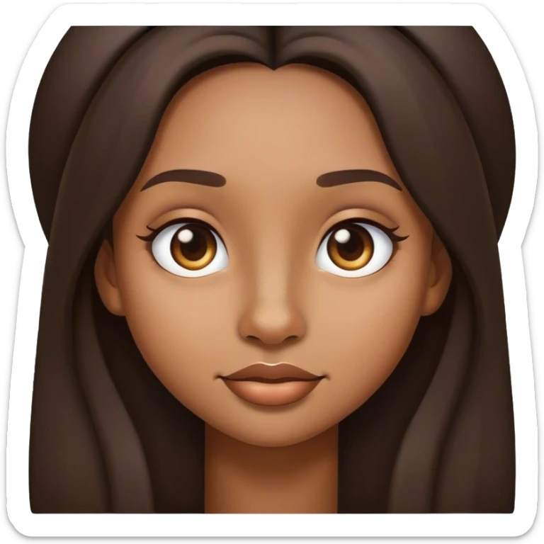 light brown skin girl with dark brown long hair emoji nose sticker