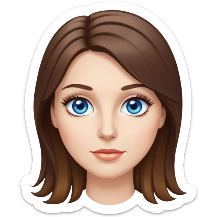 a white woman with brunette hair that has highlights and blue eyes with long eyelashes  sticker