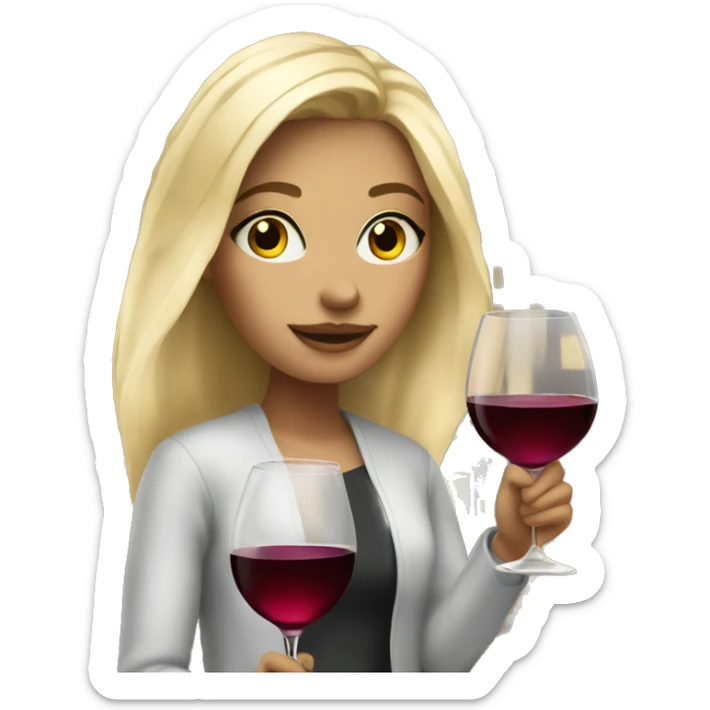 blonde girl in cityscape with glass of wine  sticker