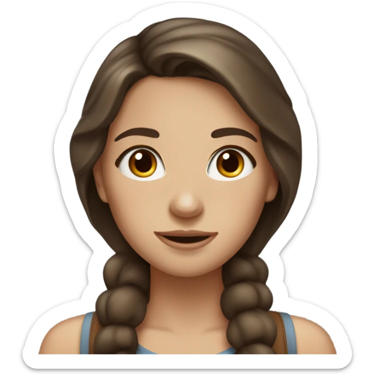 Light brunette girl with freckles with medium dark brown hair with highlights and a winged mole above her mouth sticker