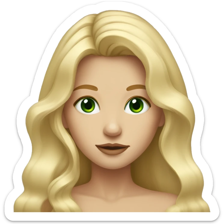 Blondy girl with the long hair.Green eyes.Small nose and a big lips  sticker