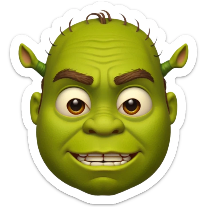 Create a Shrek emoji for a teams chat but make it more original style to the movie- make it as realistic as possible sticker