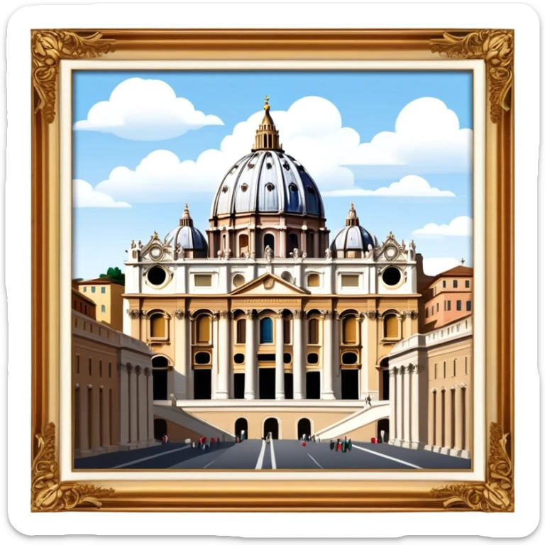 Cinematic Realistic St. Peter's Basilica Landmark Emoji, depicted with majestic, ornate architecture rendered with lifelike detail and regal lighting. sticker