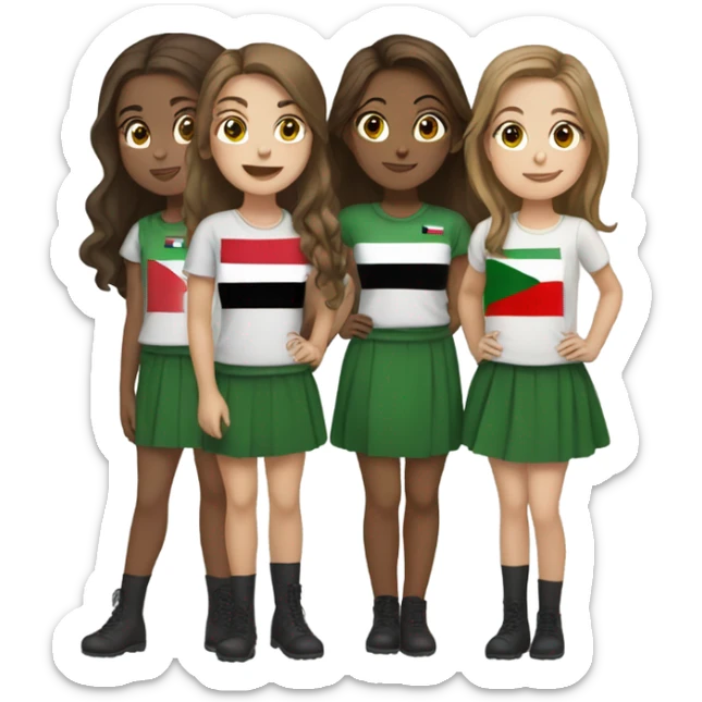 5 girls with brown hair iraq flag sticker
