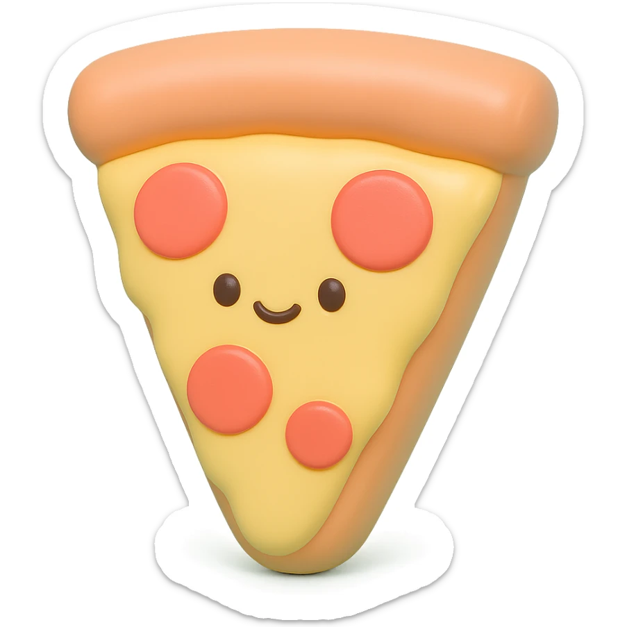 plushie style slice of pizza, vinyl figure look, soft toy details sticker