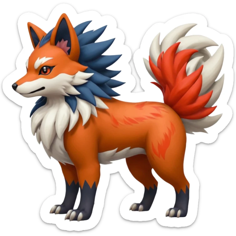 Silvally-Nargacuga-Zorua-Arcanine-Pokémon-Fakémon-fusion-animal-hybrid sticker