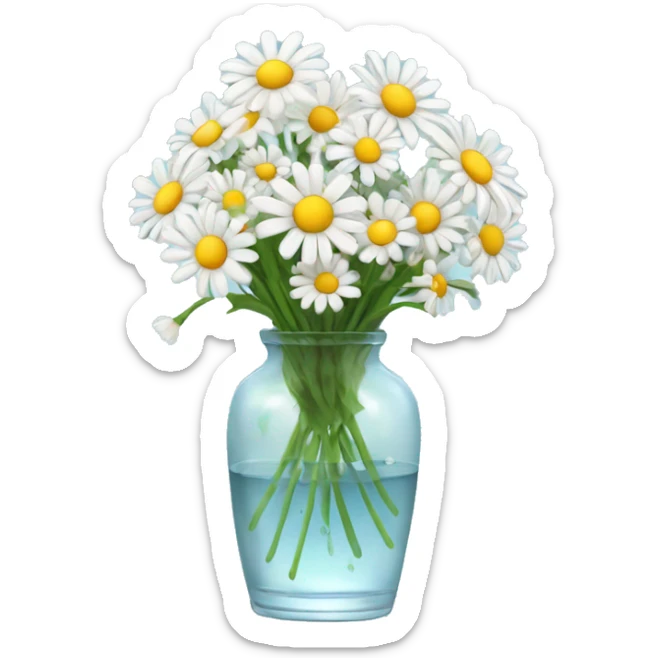 bouquet of daisies in a glass vase with water sticker