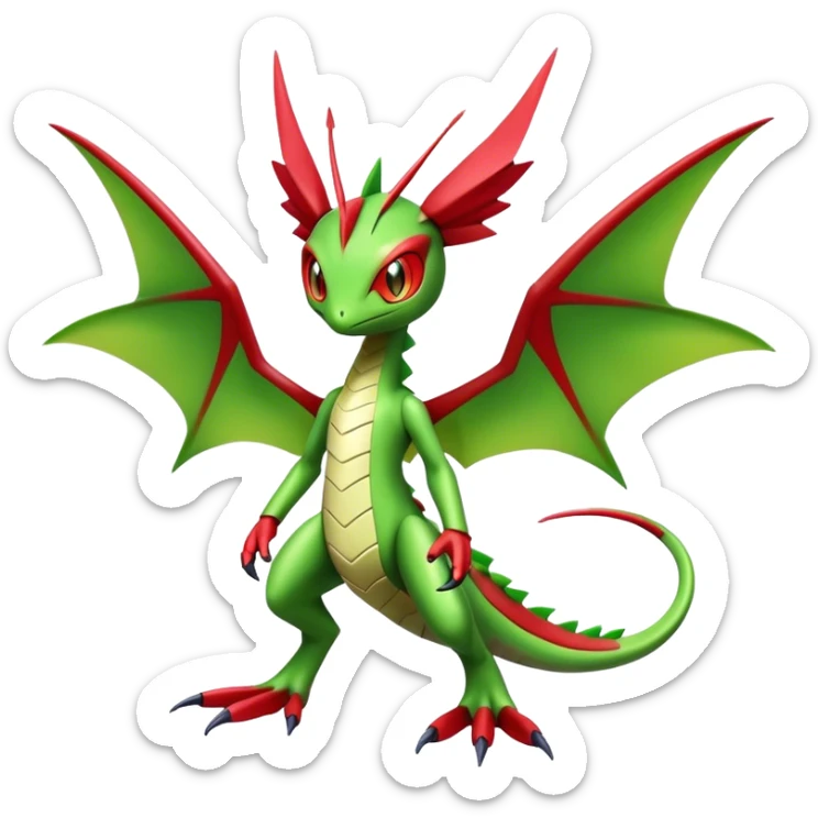  Cool cute Edgy Shiny Futuristic Ethereal Legendary Scizor-Flygon-Digimon-hybrid full body sticker