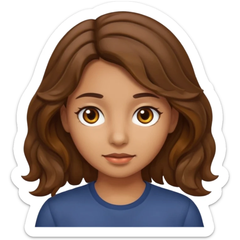 can you please make a girl with olive skin tone, brown hair, brown eyes and wavy hair sticker