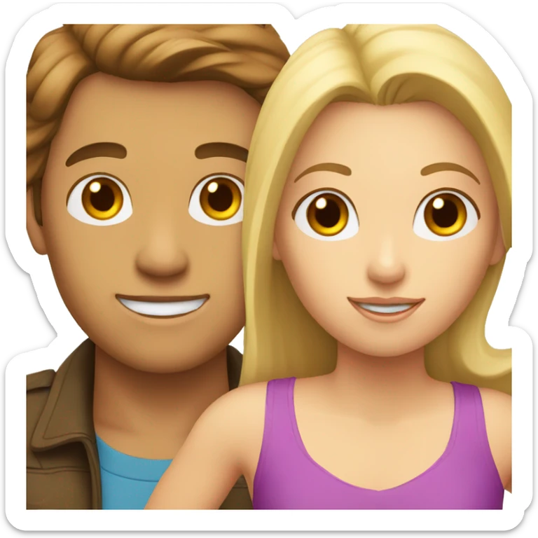 brown hair man next to brown hair woman, two blonde kids under them sticker