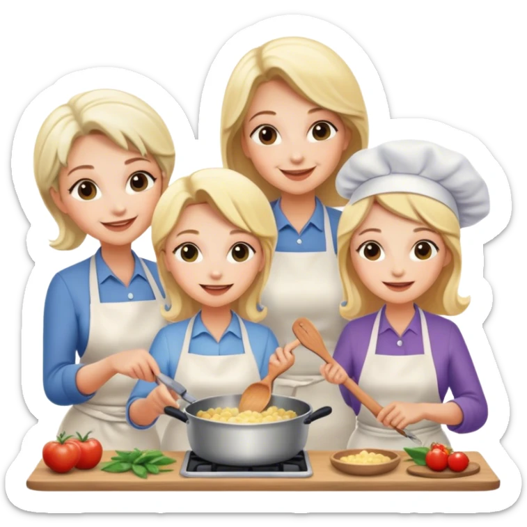 two blonde sisters with their aunt and their grandmother who all cook together sticker
