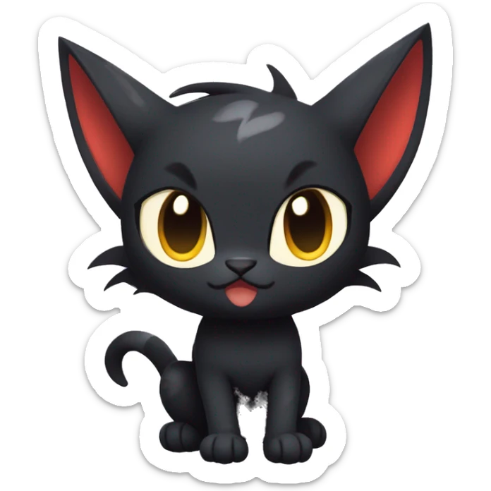 Cool Cute Edgy Black Dark Chibi Cat-Noibat-Noivern-Litten-Fakémon-hybrid sticker