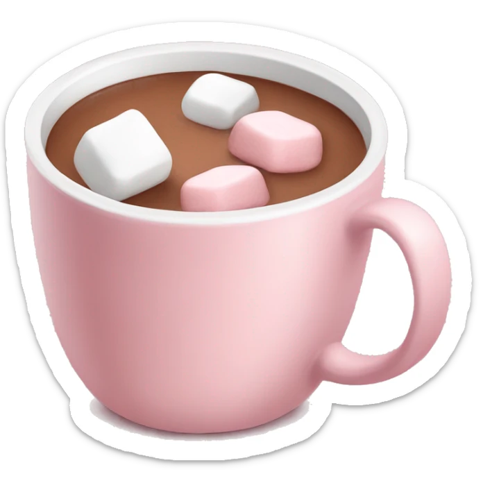 Light Pink mug of hot chocolate with marshmallows  sticker