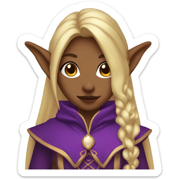 Noble female Elf with Elf ears and blonde hair and purple robes sticker