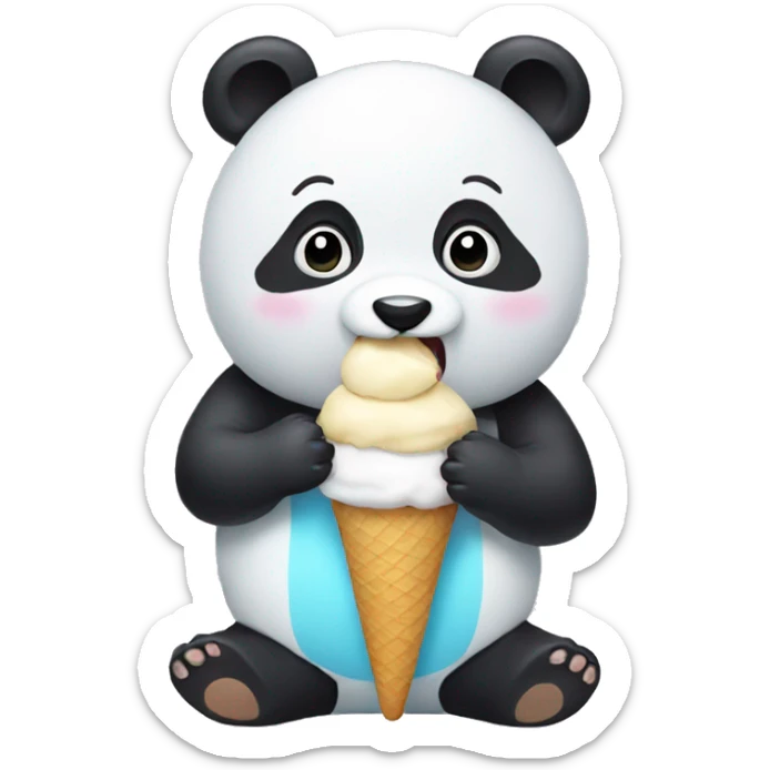 Panda eating ice cream sticker
