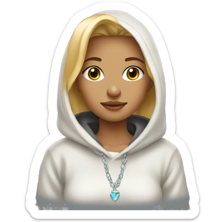 Blonde girl with big hoodie and gold jewerly sticker