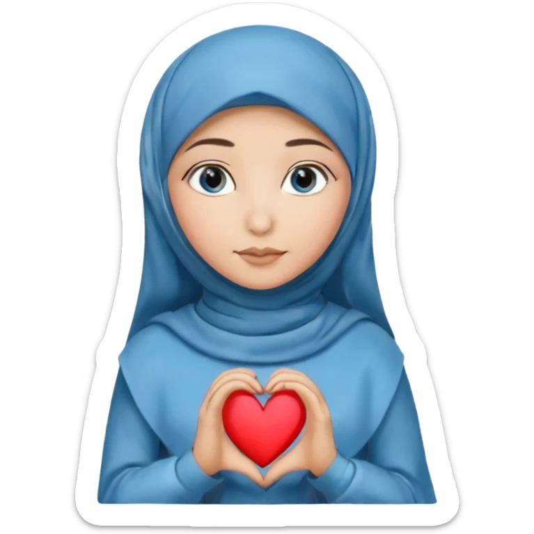 Turkish beautiful finish Konya girl blue eyes with hijab and long tail heart design dress sticker