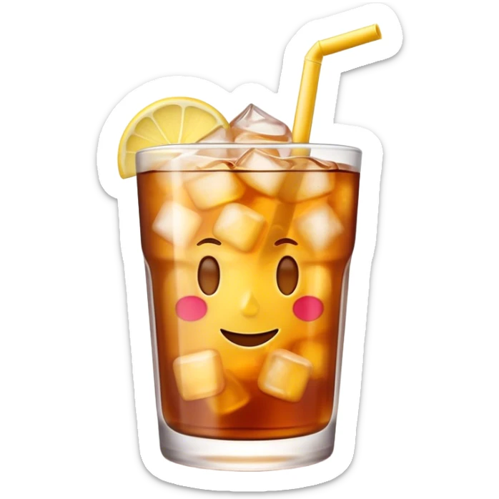 Cinematic Realistic Thai Ice Tea Drink Emoji, depicted as a chilled glass of sweet, creamy iced tea rendered with vivid textures and refreshing, dynamic lighting. sticker