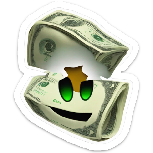 Money sign as eyes with tounge sticking out in excitement emoji sticker