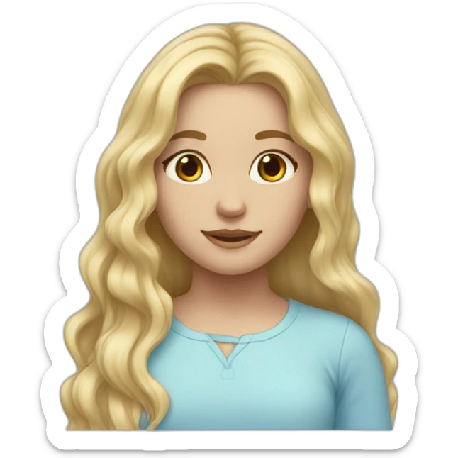 Girl with blonde long hair with her hair ends in pastel blue sticker