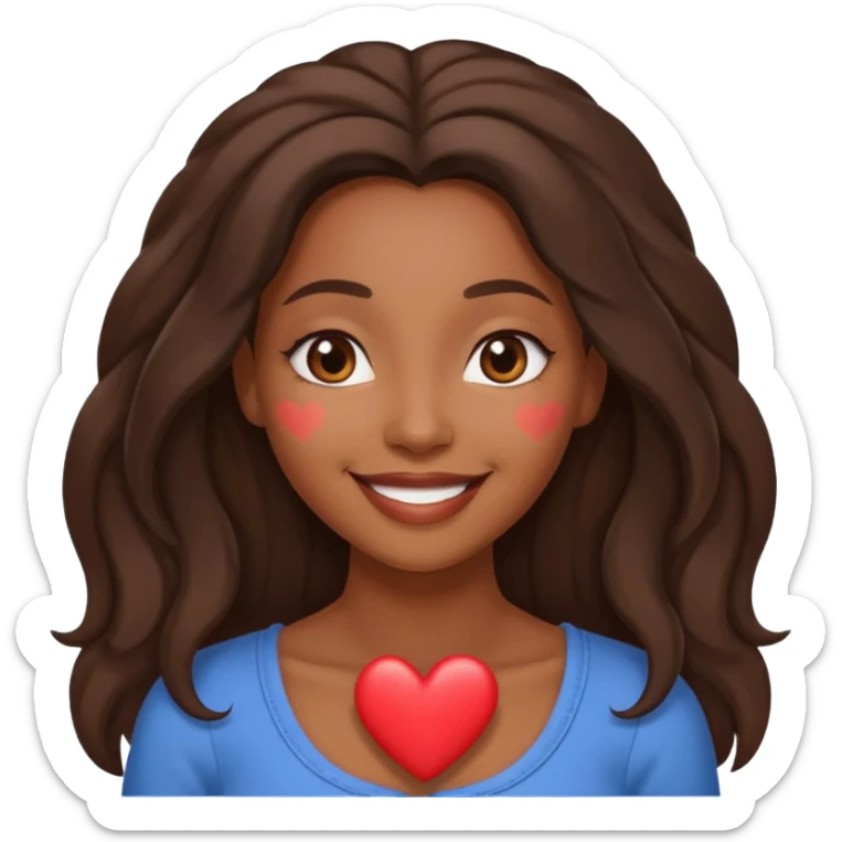 Cute African American woman with long hair,  heart eyes smiling sticker