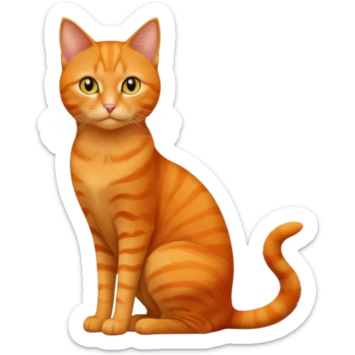 full body solid orange domestic shorthair slim cat with yellow/orange eyes sitting sticker