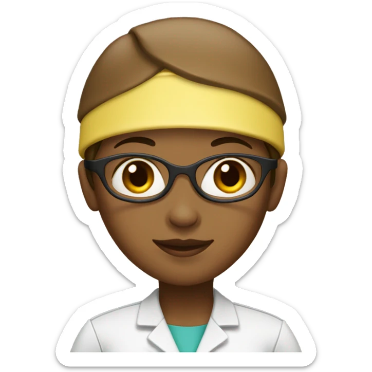girl surgeon with cap and coat on yellow skin brown hair sticker