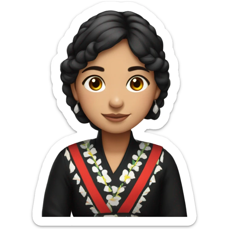 Chilean girl wearing traditional black huasa dress sticker
