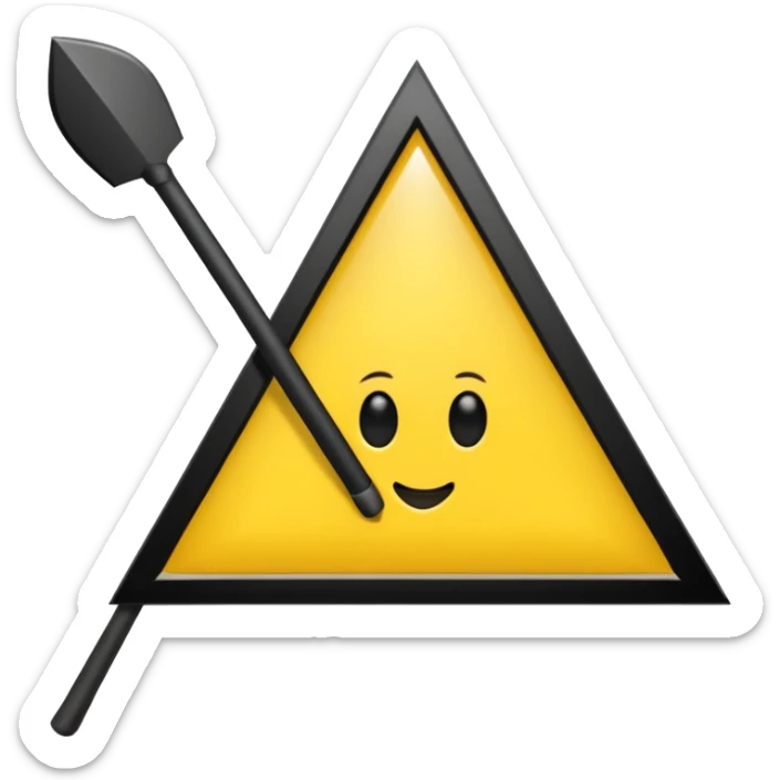 Hace una imagen con un triángulo amarillo y que adentro tenga una flecha apuntando a la izquierda que la flecha este adentro y que sea negra sticker