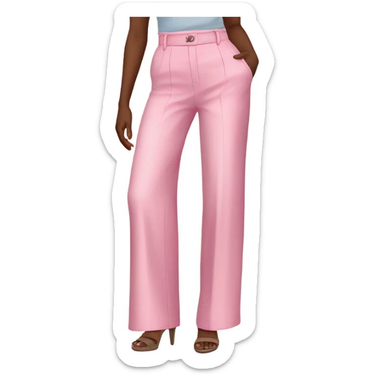 Realistic isolated pair of high waist long wide leg dressy casual pants in pink sticker
