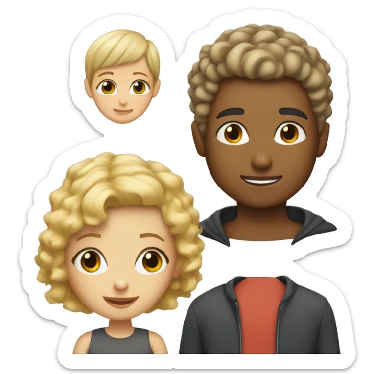 Boy with brunette buzz, cut, and girl with blonde curly hair sticker