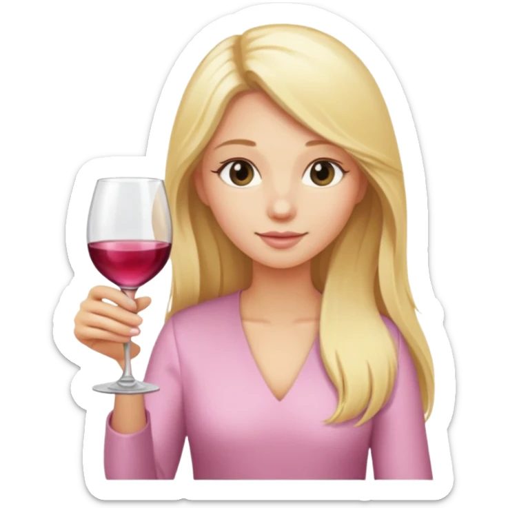 Person long blonde hair pouring light pink wine into glass  sticker