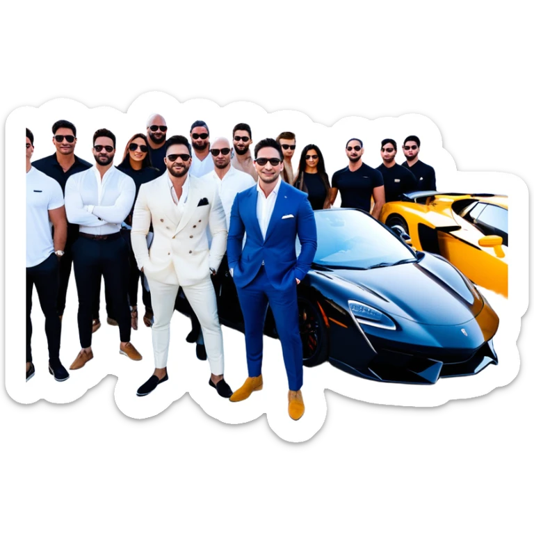 Grant Cardone, Tai Lopez, Josh King Madrid, Alex Hormozi, Iman Gadzhi, Daniel G, Branden Condy, Patrick Bet-David, Dan Henry, Luke Belmar, Shelby Sapp, Leila Hormozi, Tefi Valenzuela, business, influencers, friends, rich millionaire success lifestyle, private jet , supercars, success, sales sticker
