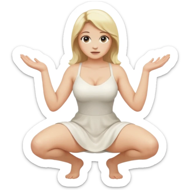 fullbody busty blonde naked pawg buxom kneeled in squat sfw sticker